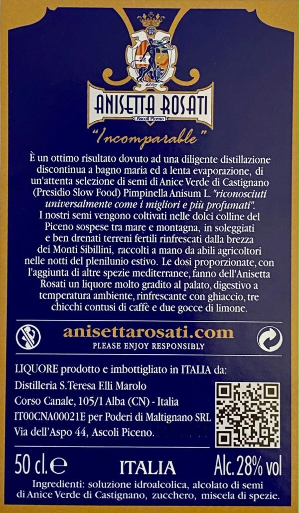 Retroetichetta Anisetta Rosati